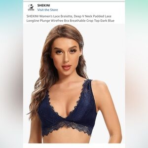 SheKini Navy Lace Bralette Sz L